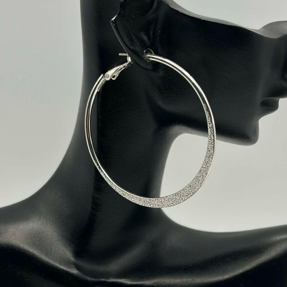 Silver Glitter Hoops